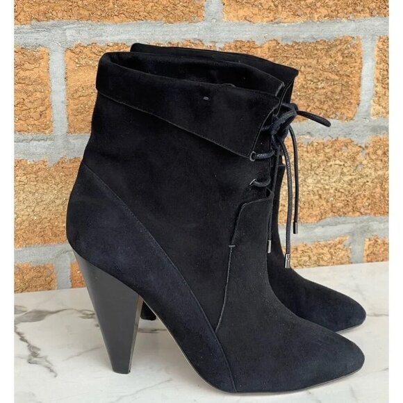Veronica Beard "Hawthorne" Black Suede Booties 38 - Picture 1 of 12